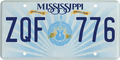 MS license plate ZQF776