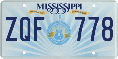 MS license plate ZQF778