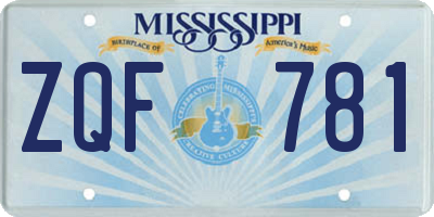 MS license plate ZQF781