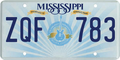 MS license plate ZQF783