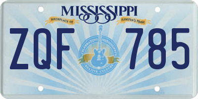 MS license plate ZQF785