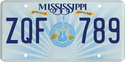 MS license plate ZQF789