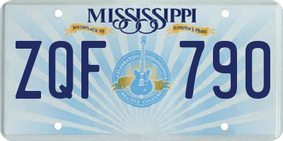 MS license plate ZQF790