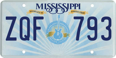 MS license plate ZQF793