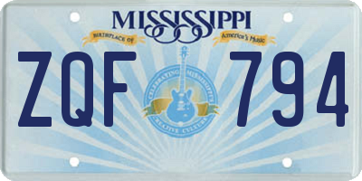 MS license plate ZQF794