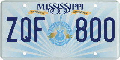 MS license plate ZQF800