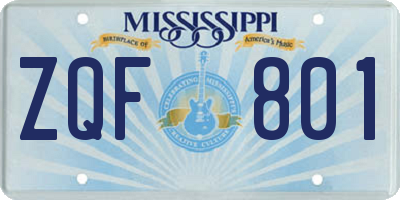 MS license plate ZQF801