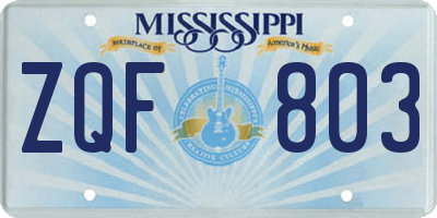 MS license plate ZQF803