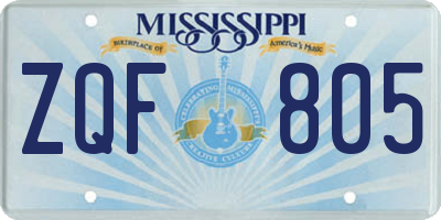MS license plate ZQF805