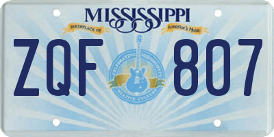 MS license plate ZQF807