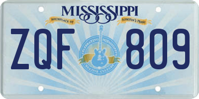 MS license plate ZQF809