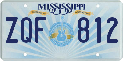 MS license plate ZQF812
