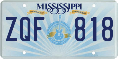MS license plate ZQF818
