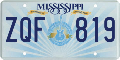 MS license plate ZQF819