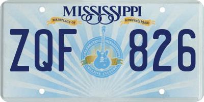 MS license plate ZQF826