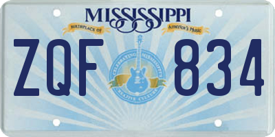 MS license plate ZQF834