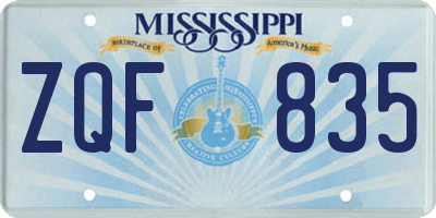 MS license plate ZQF835