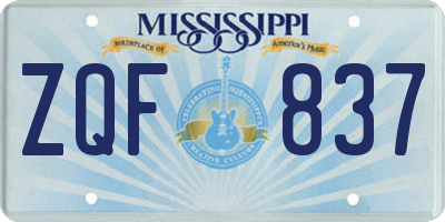MS license plate ZQF837