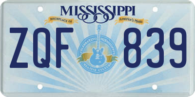 MS license plate ZQF839