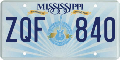 MS license plate ZQF840