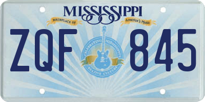 MS license plate ZQF845