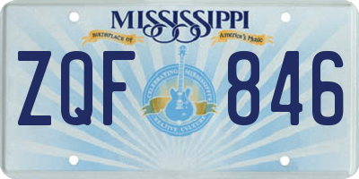 MS license plate ZQF846