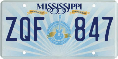 MS license plate ZQF847