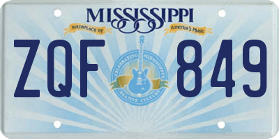 MS license plate ZQF849