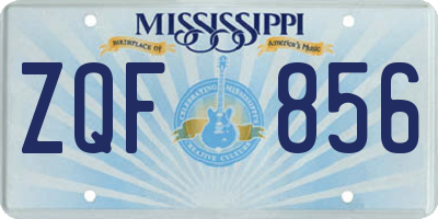 MS license plate ZQF856