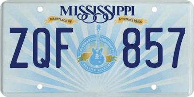 MS license plate ZQF857