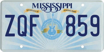 MS license plate ZQF859