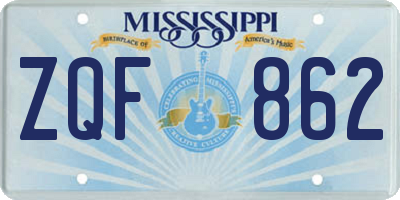 MS license plate ZQF862