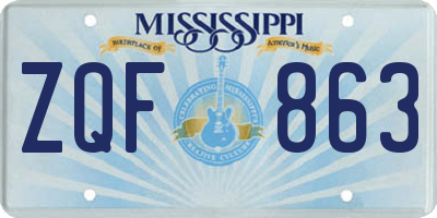 MS license plate ZQF863