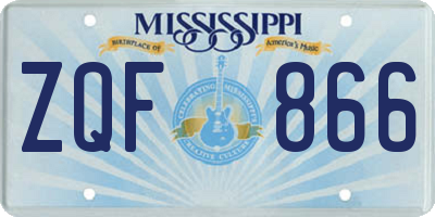 MS license plate ZQF866