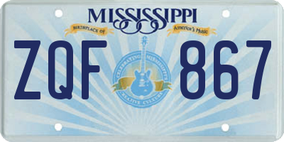 MS license plate ZQF867