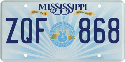 MS license plate ZQF868