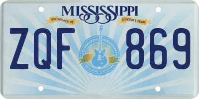 MS license plate ZQF869
