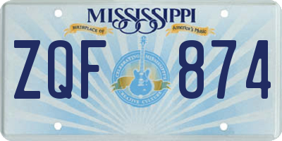 MS license plate ZQF874