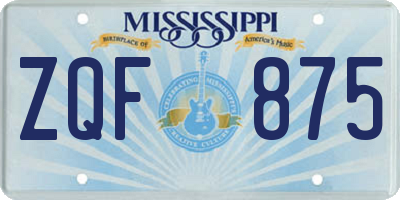 MS license plate ZQF875