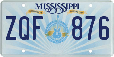 MS license plate ZQF876