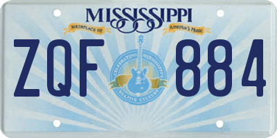 MS license plate ZQF884