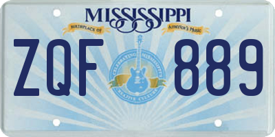 MS license plate ZQF889