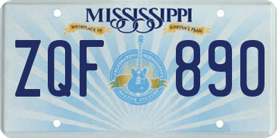 MS license plate ZQF890