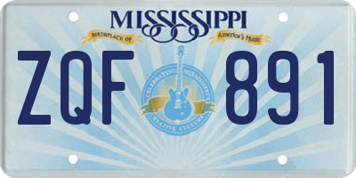 MS license plate ZQF891