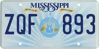 MS license plate ZQF893