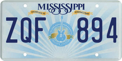 MS license plate ZQF894