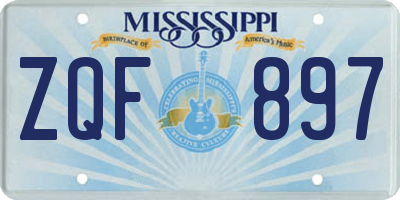 MS license plate ZQF897