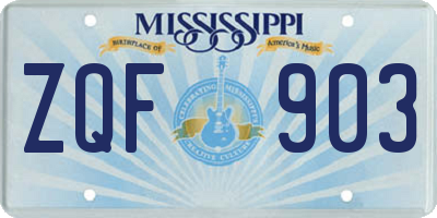 MS license plate ZQF903