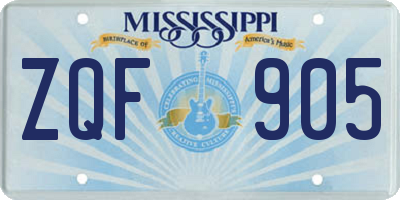 MS license plate ZQF905