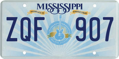 MS license plate ZQF907
